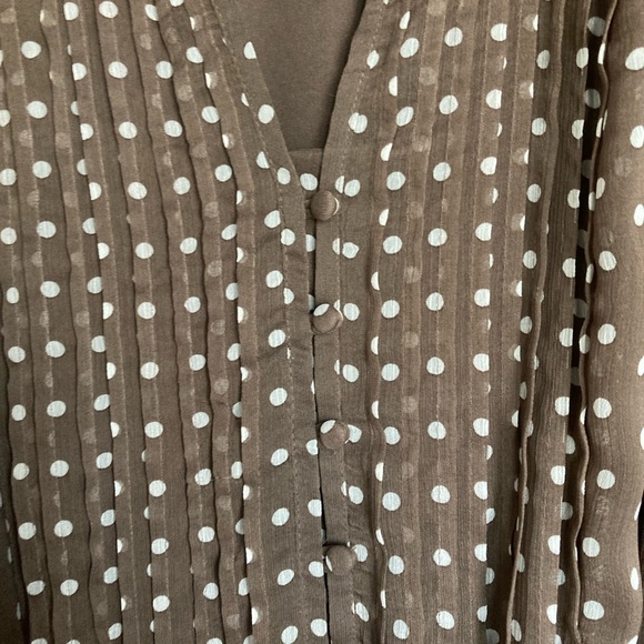 Lovely mocha colored polka dot dress. Cute with boots & a cardigan! - Picture 5 of 9